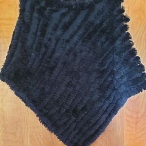 Black Faux Fur Poncho